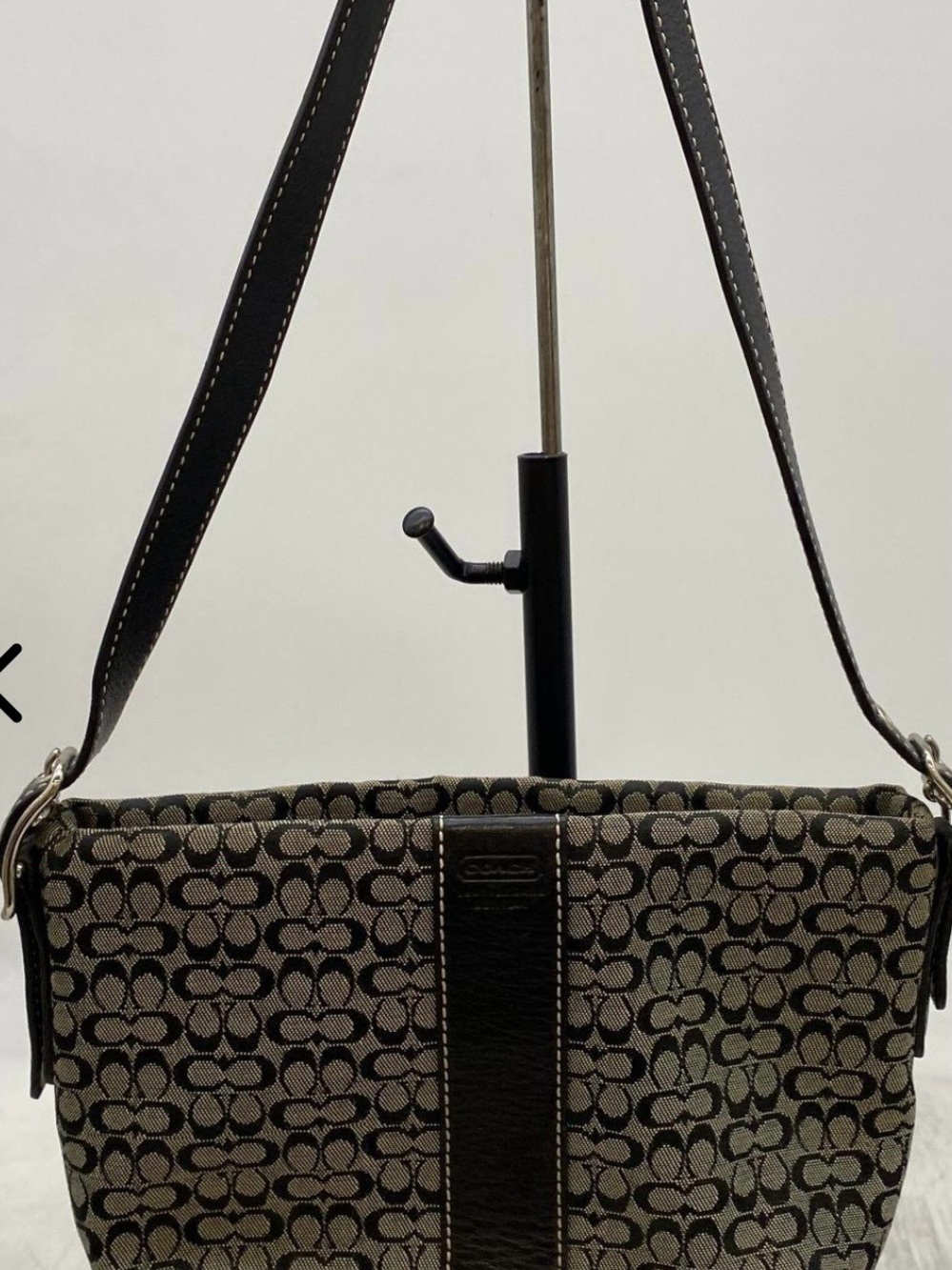 Coach Monogram Jacquard Shoulder Bag in Grey and Black